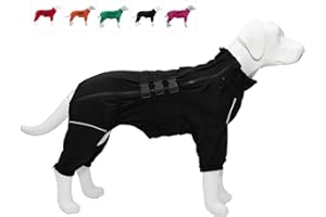 LOVELONGLONG Dogs Waterproof Jacket, Lightweight Waterproof Jacket Reflective Safety Dog Raincoat Windproof Snow-Proof Dog Vest for Small Medium Large Dogs Black L