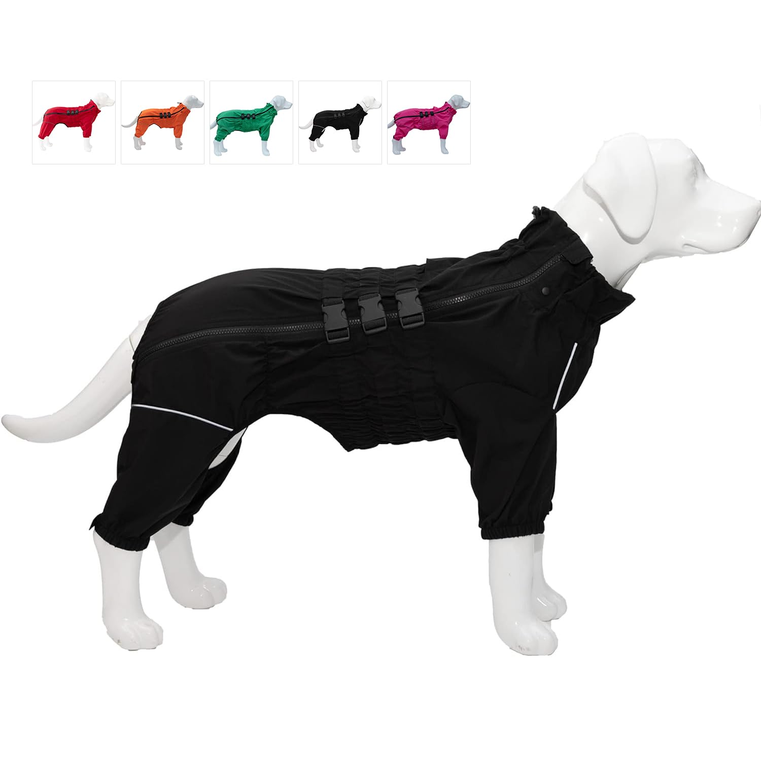 Dogs Waterproof Jacket, Lightweight Waterproof Jacket Reflective Safety Dog Raincoat Windproof Snow-proof Dog Vest for Small Medium Large Dogs Black XXXL