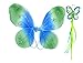 Girls Blue and Green 4 Piece Fairy Costume with Rose Buds, Halo and Wand