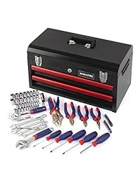 WORKPRO W009031A Kit de herramientas mecánicas de 76 piezas con caja de metal resistente, acero cromo vanadio, uso diario, juego básico de herramientas