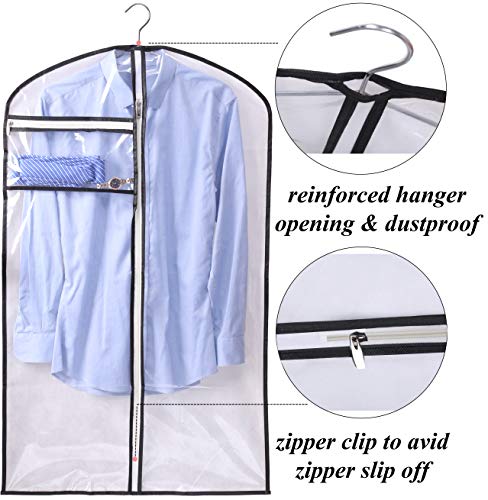 KIMBORA Hanging Garment Bags for Closet Clothes Storage Clear Dust Covers Breathable Light weight Suit Bags with Accessories Zipper Pocket (White, 5) - Thumbnail 3