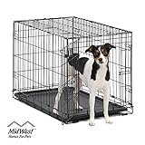 Dog Crate | MidWest ICrate 30 Inch Folding Metal Dog Crate w/ Divider Panel,| Medium Dog, Black