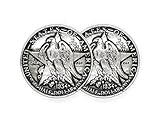 CRAFTMEmore 2PCS 1-1/8 Inches Eagle Dollar Coin Concho Gaur Rodeo Cowboy Screw Back Buttons Leather Craft Embellishments (Silver)
