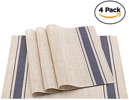 Elegant Placemat Set. Pack of 4 Italian Design Placemats (Blue)