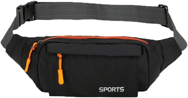 Hongking Bumbag Waist Fanny Pack Running Belt Waterproof 3 Pockets Black
