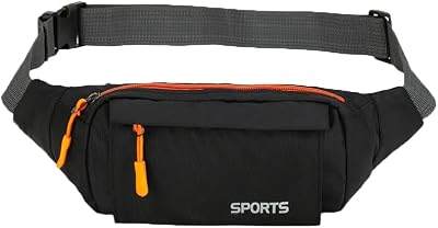Hongking Bumbag Waist Fanny Pack Running Belt Waterproof 3 Pockets Black
