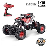RC Car,4WD 1:16 Scale High Speed Off Road Vehicle Toy Cars,2.4Ghz Radio Controlled Electric Vehicle Rock Crawler Remote Control Car Toys for Kids and Adults，Red (Style-2)