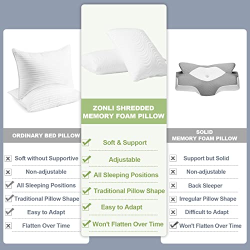 ZonLi Cooling Memory Foam Pillow, 20"x 26" Side Sleeper Pillows
