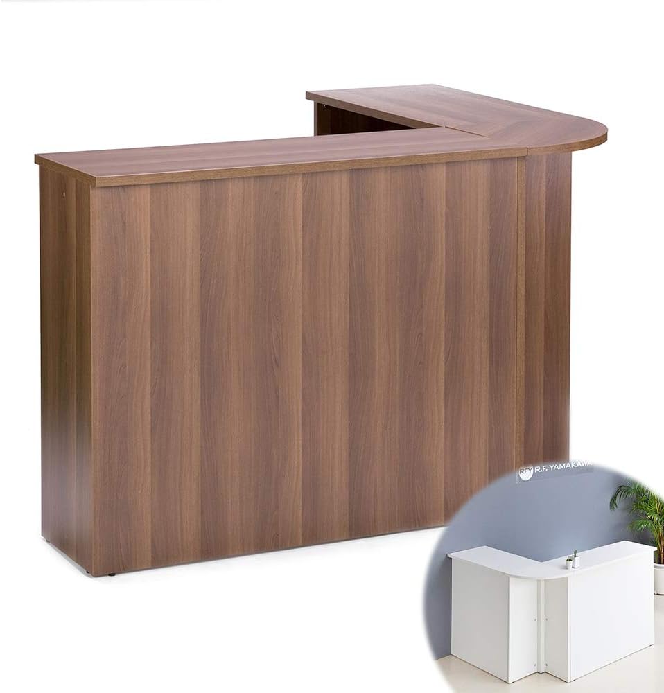 Amazon.co.jp： 【事業所様お届け 限定商品】ウォルナット おしゃれな受付カウンター RFHC1200・900・コーナーのL字型セット 900棚板×2 基本タイプ 無人受付