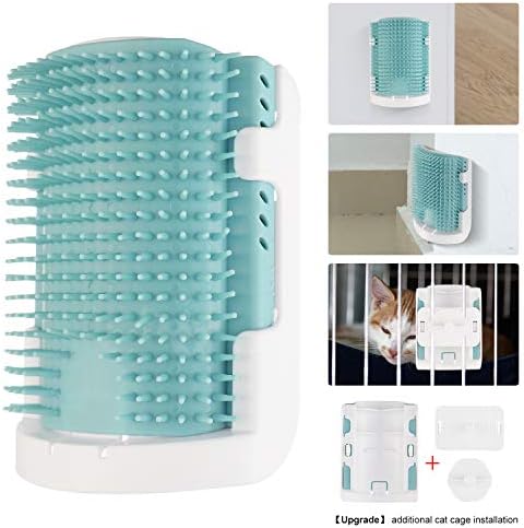 AKcat Cat Self Groomer with Catnip, Upgraded V3.0 Soft Rubber Bristles Massage Comb, 3 Installation Methods Grooming Brush Toy