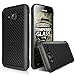 Galaxy J7 (2015) Case With TJS Tempered Glass Screen Protector Included, Hybrid Hard Carbon Fiber Shockproof Slim Fit TPU Armor Drop Protection Case Cover For Samsung Galaxy J7/J700 (Black)