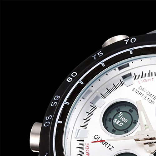 Gotd Sport Watch Luxury Double Display Cold Light Electronic Waterproof Watches Gifts Alarm function. Date and Time. Stopwatch timing. Luminous display. Long-life battery. (White)