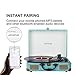 Bluetooth Record Player ,JOPOSTAR Suitcase Portable 3-Speed Belt-Driven Turntable Player Built-in Speakers , Headphone Jack , Aux Input (JP120ABU-2)thumb 1
