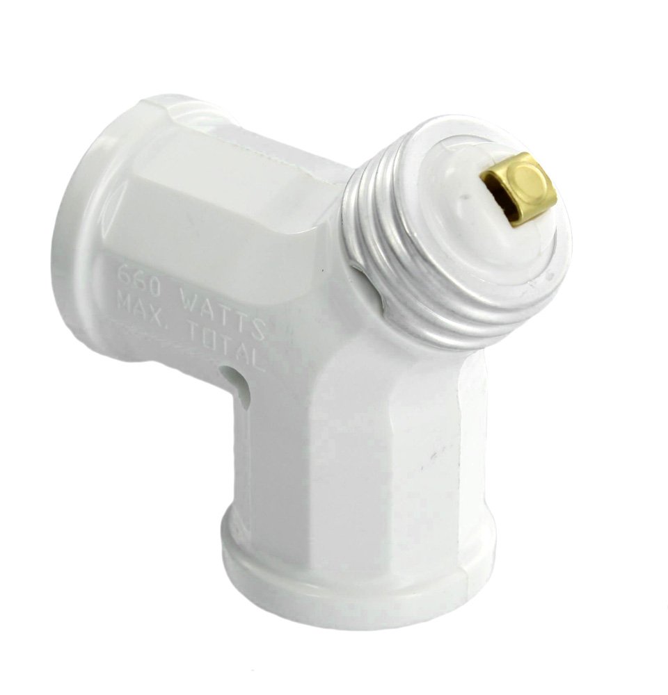 Photo 1 of Leviton 128-W 15-Amp 660-Watt Twin Light-Socket Adapter, White