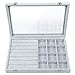 STYLIFING Jewelry Tray Showcase Display Storage Organizer box Vintage Case Multi-function Gray Velvet & Clear Lid with Lock Gifts for Girls Women (2 in 1)