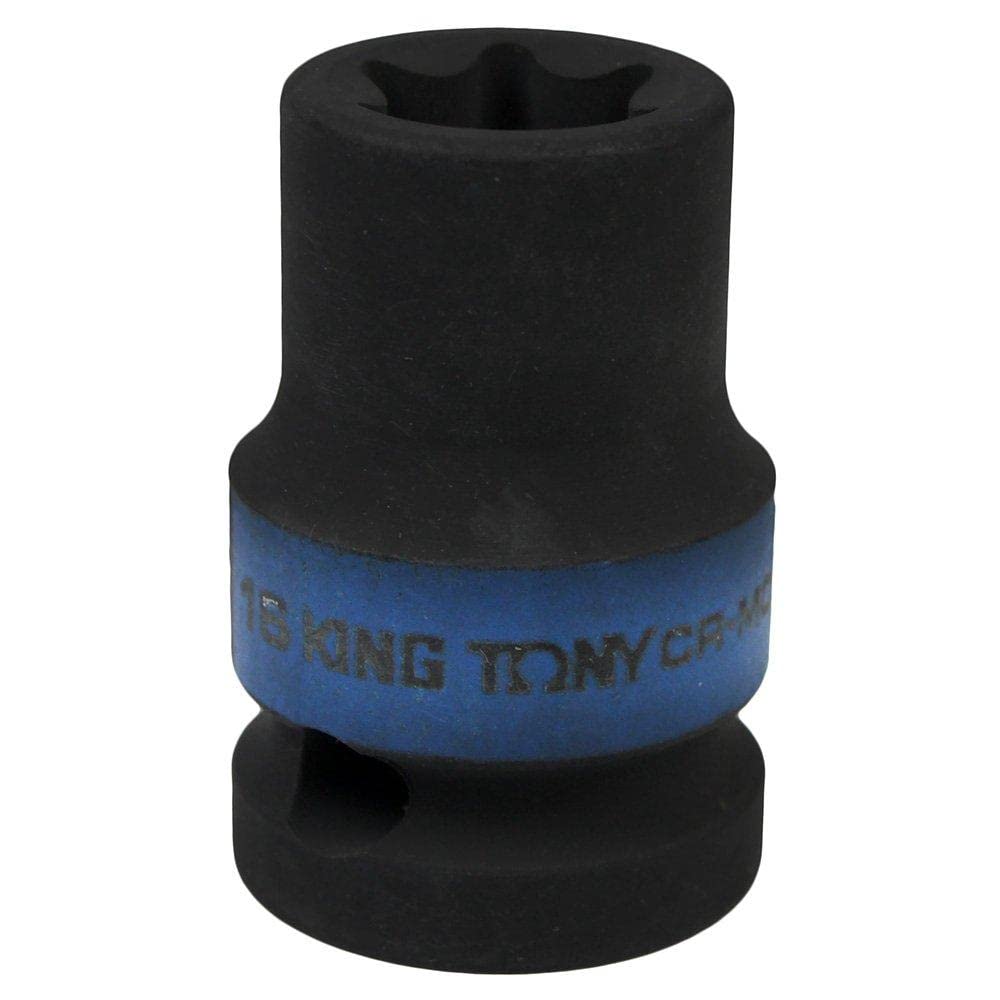 KING TONY 457516M Socket De Impacto 1/2" E16 for DIYers & Professionals, Made for Repair and Installation tasks