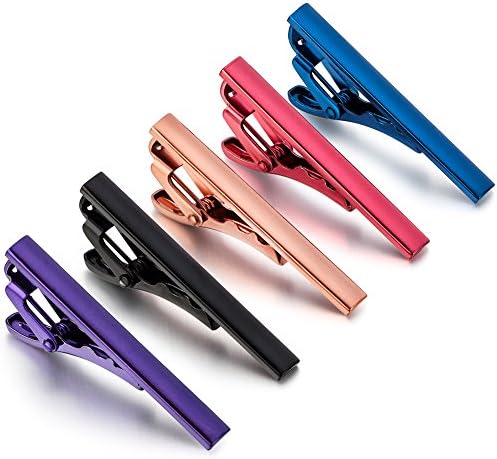 AnalysisyLove Mens Tie Clip Set Classic Business Wedding Gift, Skinny Necktie Bar Small Pinch Clips Gifts for Men