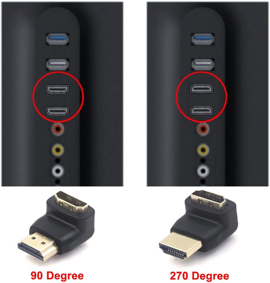 VCE Combo HDMI 90 Degree and 270 Degree Right Angle Male to Female Adapter 3D&4K Supported: Home Audio & Theater