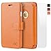 OCASE iPhone 6 Plus Case iPhone 6S Plus Case [Screen Protector Included] Leather Wallet Case [Slim Fit] - for Apple iPhone 6 Plus and 6S Plus Devices - Light Brown