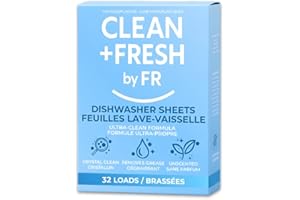 Clean + Fresh Dishwasher Detergent Sheets (32 Loads) – Dishwasher Detergent Sheets, Pods & Tabs Alternative, Plastic-Free, Ul