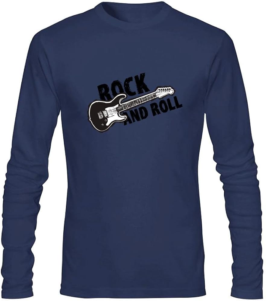 Men Long Sleeves Rock and roll logo type Casual Custom Fashion TShirt white outlet