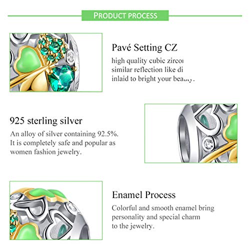 FOREVER QUEEN Lucky Clover Charm Bead 5A Cubic Zirconia 925 Sterling Silver Charms Pendant for Bracelets and Necklace for Women Girls with Elegant Gift Box - Thumbnail 3