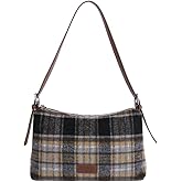 Harris Tweed Crossbody Bags for Women Vintage Plaid Shoulder Bag Fall Winter Purse Leather Tote Handbag for Work Travel