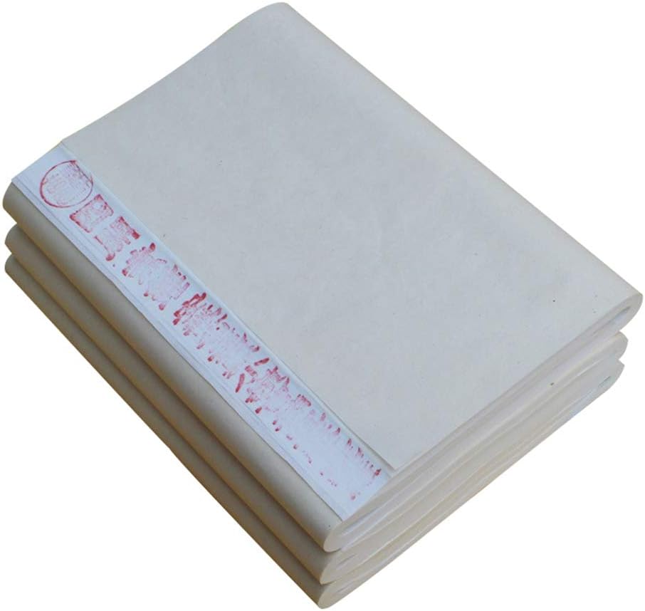 dna18729nd 100Pcs Chinese Painting Calligraphy Drawing Half Raw Rice Xuan Paper Stationery - White 3470cm