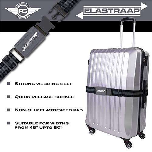 Luggage Straps, Adjustable Non-Slip Baggage Belts- Suitcase Bands For Travel Bag (2 Straps, Grey Stripe 2pk)