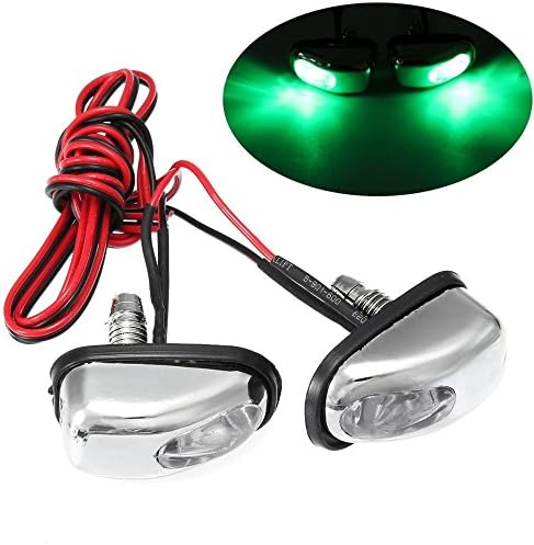 2PCS x Chrome LED Car Exterior Windshield Jet Spray Nozzle Wiper Washer Eye Lamp (Green)