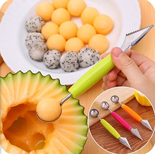 NANHONG 2 in 1 Multifunctional Melon Baller Scoop Spoon Fruit Carving Knife Pack of 2