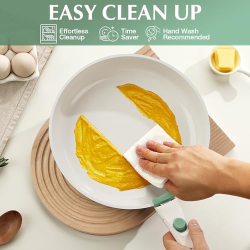 KOCH SYSTEME CS 12 Piece Non stick Ceramic Cookware Set, Pots and Pans Set with Detachable Handle, Induction Kitchen Cookware Sets, Cooking Pan Set with Removable Handle, RV Cookware Set, Green
