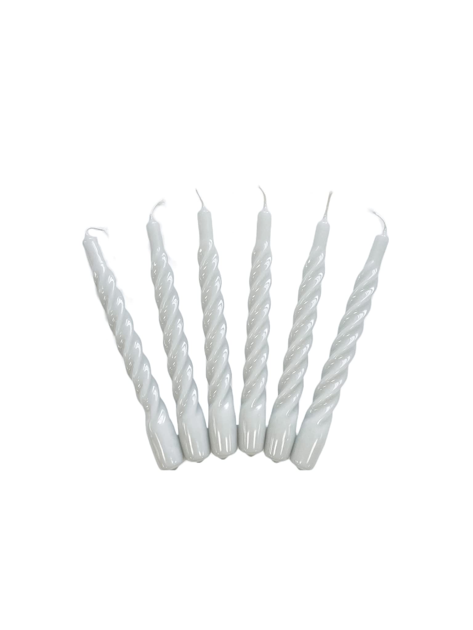 Candles with a Twist, Light Grey Twisted, Lacquered, Unscented Candles, 6 pcs.