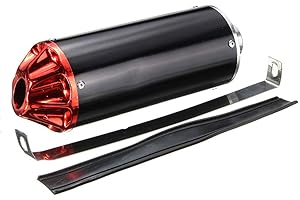 HERIS Aluminum Red 28mm Motorcycle Exhaust Muffler With Clamp For 50cc 70cc 90cc 110cc 125cc Chinese Pit Trail Dirt Bike Mini Motocross Motorcycle CRF50 XR50 KLX Coolster SSR Thumpstar Lifan
