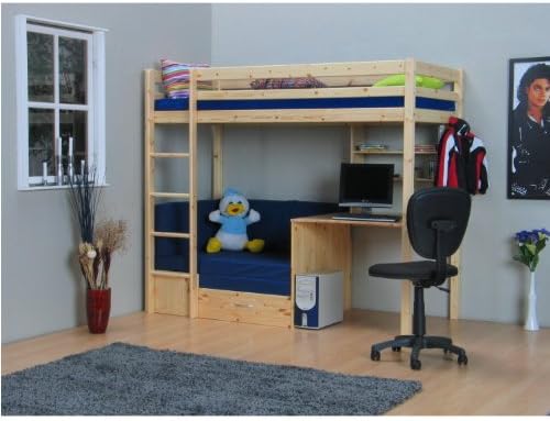 Thuka Hochbett 90x200 Bett Natur Inkl Matratze Blau Und Lattenrost Amazon De Kuche Haushalt