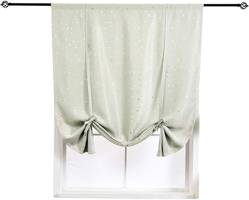 HomeyHo Satr Tie Up Shade for Window Thermal Curtains Tie Up Room Darkening Small Curtains Nursery Roman Curtain Balloon Curtains Shades for Small Windows Balloon Blinds, 24 x 47 Inch, Beige