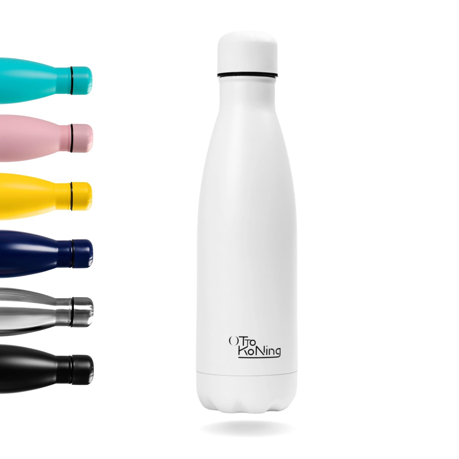 Water Bottle Otto Koning 500ml - Stainless Steel Vacuum Insulated Flask - Keeps Cold 24h / Hot 12h - Leak Proof, BPA Free & Scratch Resistant Metal Drinks Bottle for Gym, Office & Travel