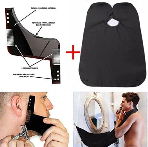 Beard Shaping Template & Styling Tool with Beard Trimming Catcher inbuilt Comb for Beard & Facial Hair Line up & Edging