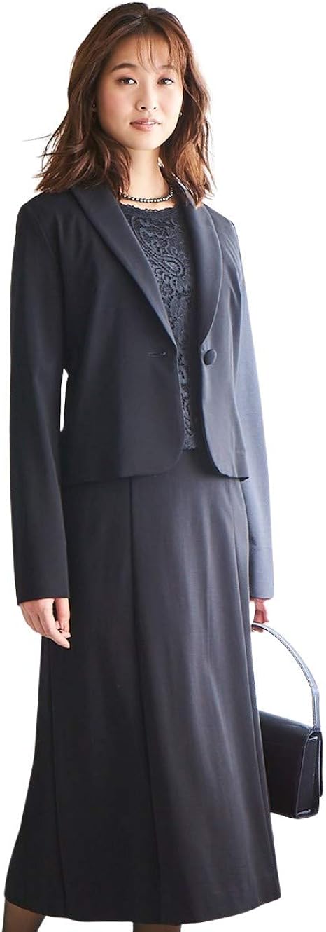 Amazon Co Jp Nissen ニッセン ワンピースドレス 半袖 五分袖 着心地楽々ジャージー 洗えるロング丈アンサンブル 黒 8l 大きいサイズ レディース 服 ファッション小物