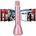 Wireless Karaoke Singing Machine Microphone+Bluetooth Speaker 2in1 Compatible with iOS Android Singing App and Song Recording for Kids Sing Practice,KTV,Home Karaoke,Indoor&Outdoor Party(Rose Golden)