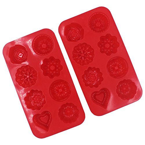 Zicome Silicone Bath Bomb Soap Making Mold, Red, Set of 2, Flower and Heart Shape - Thumbnail 3