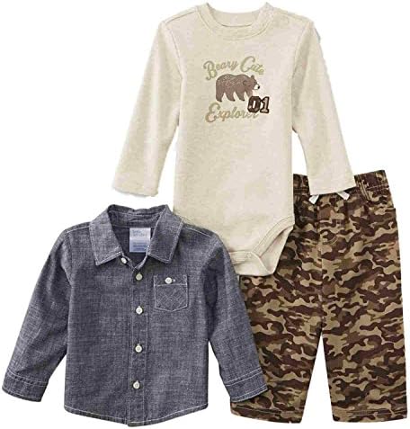 Little Wonders Infant Boys Outfit Beary Cute Explorer Pants Creeper Shirt 3-6m