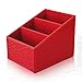 KINGFOM 3 Slot PU Leather Remote Control Holder Organizer, Home Sundries Storage Box, TV Guide/Mail/CD Organizer/Caddy/Holder with Free Cable Organizer (Red Croco)