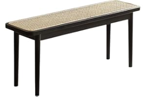Wayshome Solid Oak Wood Bench with Rattan Detail - Sturdy and Versatile Seating for Any Space