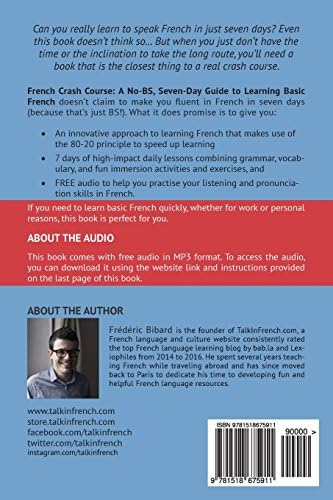 French Crash Course A No Bs Seven Day Guide To Learning Basic French Bibard Frederic Amazon Sg Books
