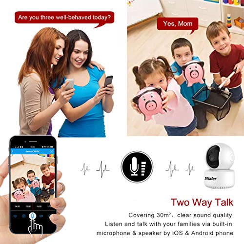 WiFi Camera Indoor, Wireless Security Cameras with 32GB Micro SD Card, Smart Auto Humanoid Tracking 2.4ghz 1080P Night Vision IP Dome Camera with 2 Way Audio for Home Security for Baby, Dsafer