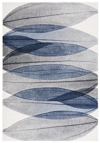 SAFAVIEH Hollywood Collection Area Rug - 6'7" x 9', Ivory & Blue, Mid-Century M…