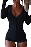 Wowforu Sexy Lady's Long Sleeve V Neck Knitted Romper Jumpsuit Overalls