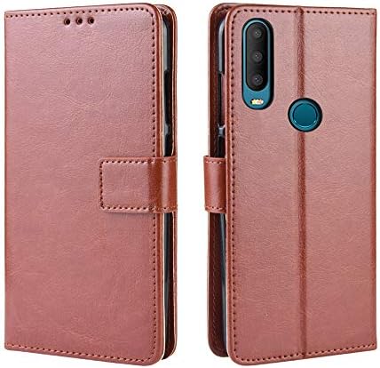CASEWRS Case for Alcatel 3X (2019) PU Leather Case Wallet Flip Cover TPU Inner Shell [ID Card Slots] [Magnetic Closure] Stand Function Folio Shockproof Full Protection - Brown