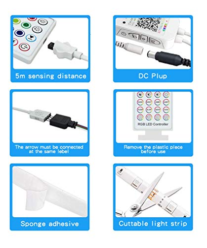 LED Strip Lights, 65.6FT 20m RGB 5050 LEDs Color Changing Tape Light Full Kit with 40 Keys Remote Control and Power Supply Mood Lamp for Room Bedroom Party Home Kitchen Indoor Decoration (32.8ftX2)